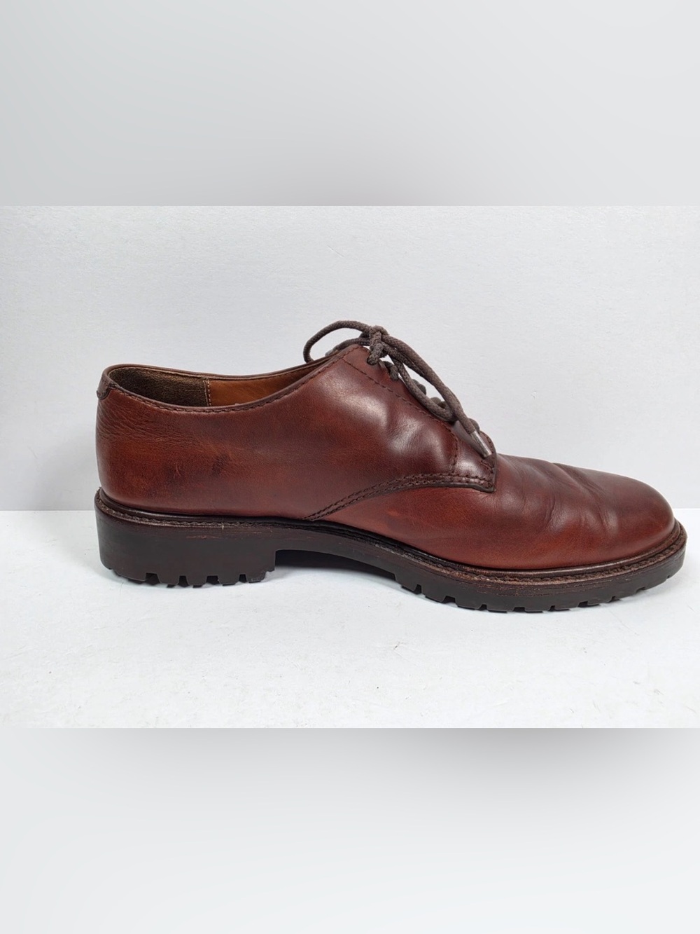 Vtg Polo Ralph Lauren Country Men Leather Derby Shoes Brown Lug Sole 10D - Picture 7 of 12
